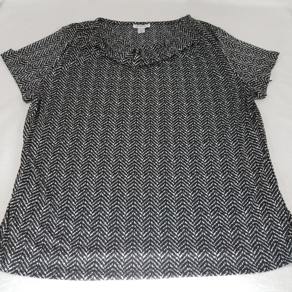 JACKLYN SMITH Women Blouse Black & White Top Size